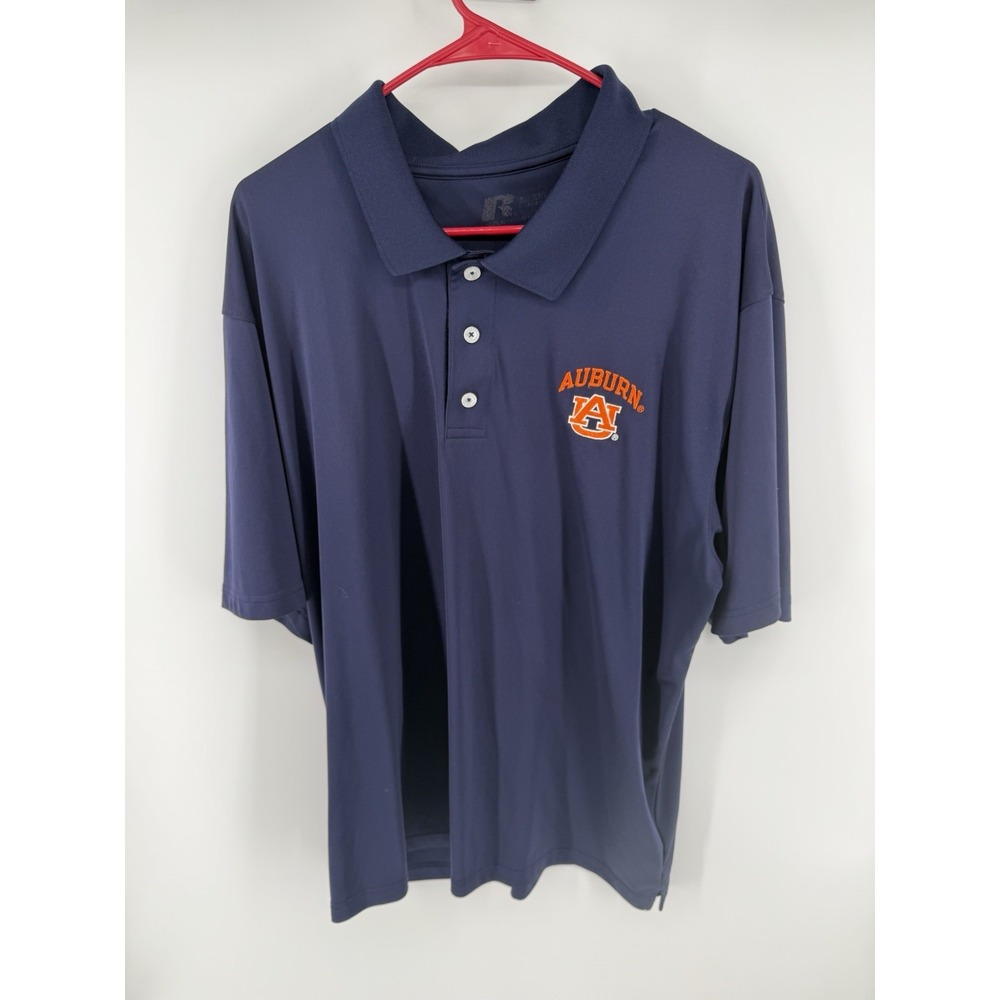 Russell Athletic Blue Polo Shirt Auburn Tigers Short Sleeve 2XL (50-52)